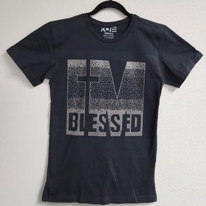 High Quality I am Blessed Rhinestone Bling Bling Short Sleeve T-shirt